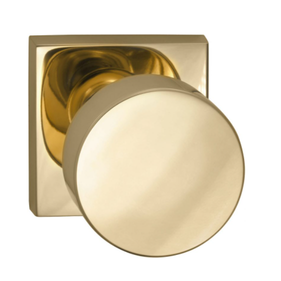 Omnia 935SQ Modern Door Knob Set with Square Rose Polished Brass (US3)