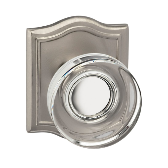 Omnia 966AR Glass Door Knob Set with Arched Rose Satin Nickel (US15)