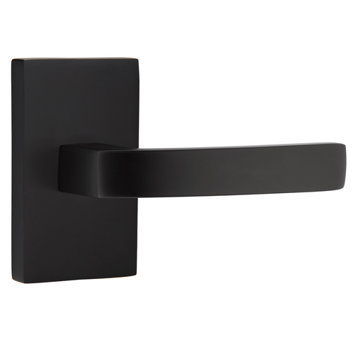 Emtek Modern Breslin Lever Set with Modern Rectangular Rose Flat Black