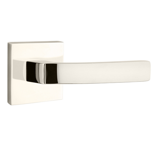 Emtek Modern Breslin Lever Set with Square Rose Polished Nickel