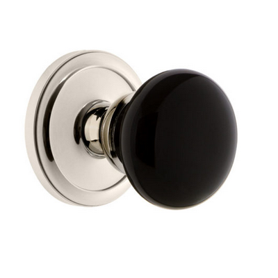 Grandeur Coventry Porcelain Door Knob Set with Circulaire Rose Polished Nickel