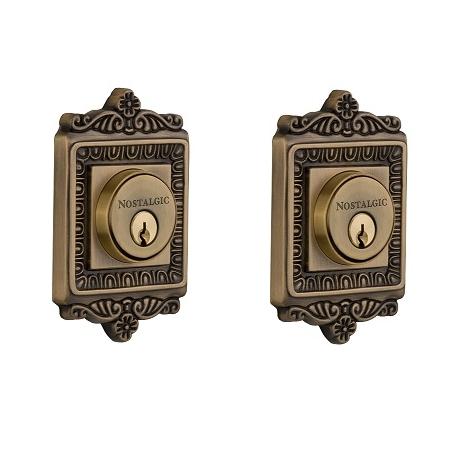 Egg & Dart Double Cylinder Deadbolt Antique Brass (AB)