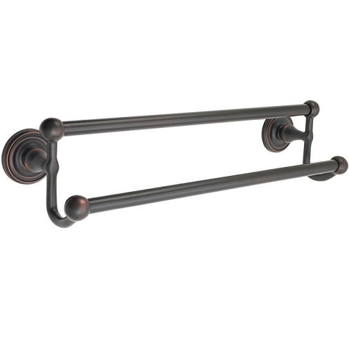 Emtek 26031, 26032, 26033 Brass Double Towel Bar with Regular Rose