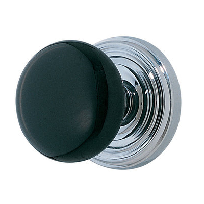 Emtek Ebony Door Knob Set with Regular Rosette Polished Chrome (US26)