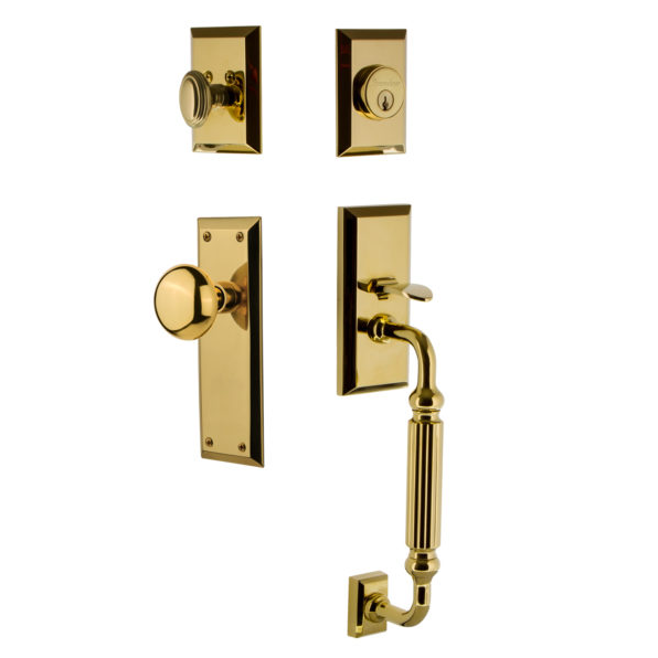 Grandeur Fifth Avenue Handleset with "F" Grip Lifetime Brass