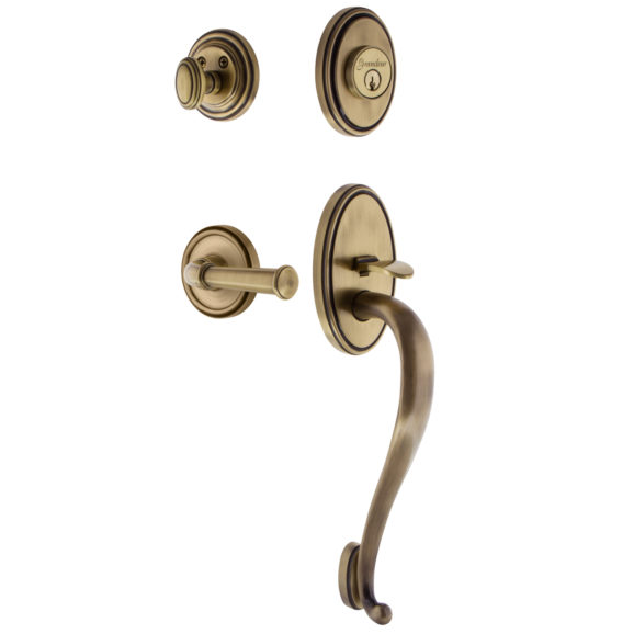 Grandeur Georgetown Handleset shown with Georgetown Lever Vintage Brass (VB)