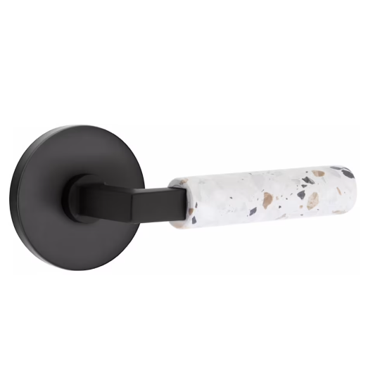 Emtek Select Terrazzo Door Lever Set with L-Square Stem Flat Black