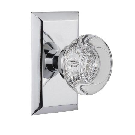 Nostalgic Warehouse Studio Plate with Round Clear Crystal Knob Bright Chrome