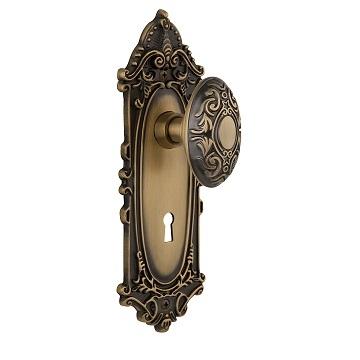 Nostalgic Warehouse Victorian Backplate with Victorian knob Antique Brass