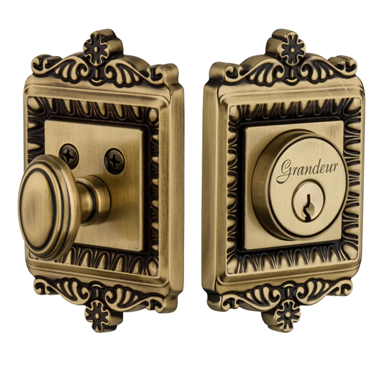 Grandeur Windsor Single Cylinder Deadbolt Vintage Brass (VB)