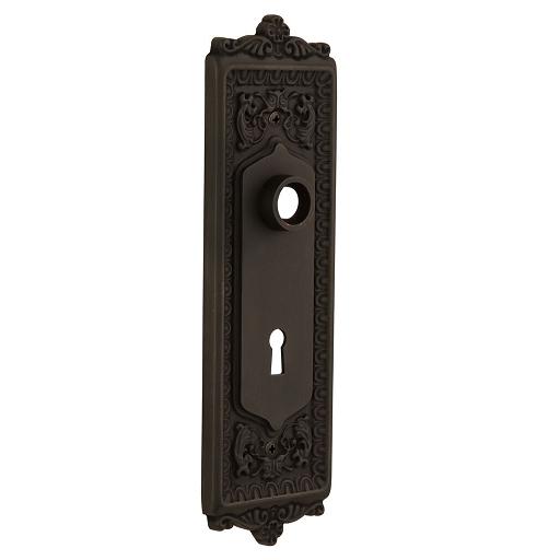 Nostalgic Warehouse Egg and Dart Plate With Keyhole Passage Oil Rubbed Bronze 