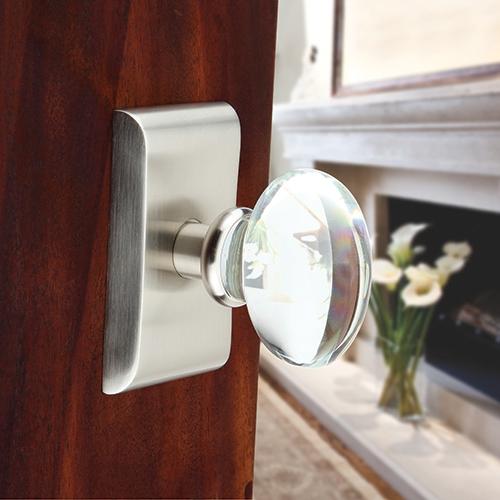 Emtek Modern Hampton Door Knob Set with Neos Rosette Satin Nickel