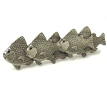 Emenee OR219 School of Fish Cabinet Pull shown in Antique Matte Silver 