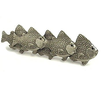 Emenee OR284 School of Fish Cabinet Pull shown in Antique Matte Silver 