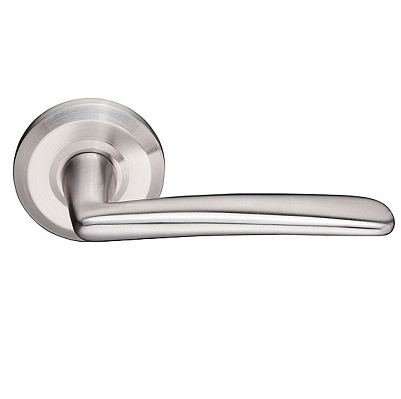 Emtek Stainless Steel Poseidon Door Lever with Beveled Rose Stainless Steel