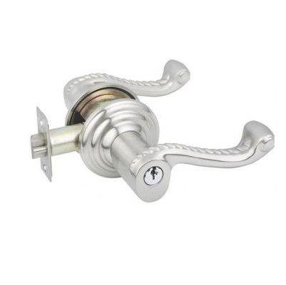 Emtek Rope Keyed Entry Door Lever with Regular Rosette Satin Nickel (US15)